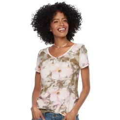 Petite Sonoma Goods For Life® Essential V-Neck Tee -True Fit Shop 3053848 Olive Floral