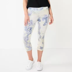 Women's Sonoma Goods For Life® Wide-Waist Capri Leggings -True Fit Shop 3584124 Blue Marble