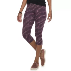Women's Sonoma Goods For Life® Wide-Waist Capri Leggings -True Fit Shop 3584124 Burgundy Dye Effect