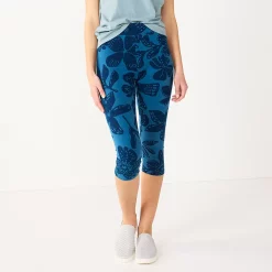 Women's Sonoma Goods For Life® Wide-Waist Capri Leggings -True Fit Shop 3584124 Navy Tropical