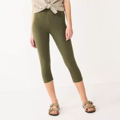 Petite Sonoma Goods For Life® Wide-Waist Capri Leggings 25 Petite Sonoma Goods For Life® Wide-Waist Capri Leggings -True Fit Shop 3590181 Olive