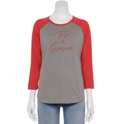 Women's Sonoma Goods For Life® Baseball Tee 16 Women's Sonoma Goods For Life® Baseball Tee -True Fit Shop 4008826 Tis The Season Grey