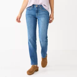 Women's Sonoma Goods For Life® Straight-Leg High-Waisted Curvy Jeans -True Fit Shop 4380113 Medium