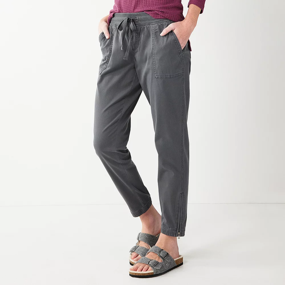 Women's Sonoma Goods For Life® Zipper-Hem Elastic-Waist Utility Jogger Pants 1 Women's Sonoma Goods For Life® Zipper-Hem Elastic-Waist Utility Jogger Pants