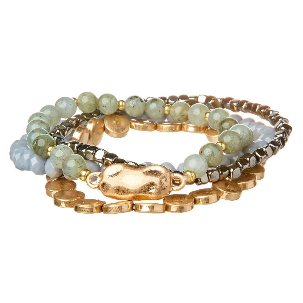 Sonoma Goods For Life® Gold Tone & Gray Tones Beaded Stretch Bracelet Set 1 Sonoma Goods For Life® Gold Tone & Gray Tones Beaded Stretch Bracelet Set