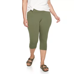 Plus Size Sonoma Goods For Life® Knit Capri Leggings -True Fit Shop 4878367 Olive