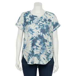 Plus Size Sonoma Goods For Life® Supersoft Short Sleeve Top -True Fit Shop 4886368 Blue Dye Effect