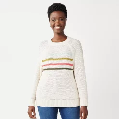 Women's Sonoma Goods For Life® All Over Stitch Crewneck Sweater 22 Women's Sonoma Goods For Life® All Over Stitch Crewneck Sweater -True Fit Shop 4923526 Beige Stripe