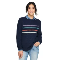 Women's Sonoma Goods For Life® All Over Stitch Crewneck Sweater 25 Women's Sonoma Goods For Life® All Over Stitch Crewneck Sweater -True Fit Shop 4923526 Navy Stripe