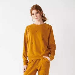 Women's Sonoma Goods For Life® Everyday Crewneck Sweatshirt 36 Women's Sonoma Goods For Life® Everyday Crewneck Sweatshirt -True Fit Shop 4974237 Gold Ditsy