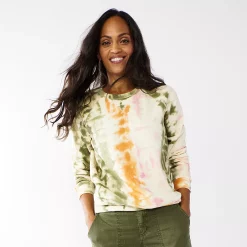 Women's Sonoma Goods For Life® Everyday Crewneck Sweatshirt 47 Women's Sonoma Goods For Life® Everyday Crewneck Sweatshirt -True Fit Shop 4974237 Green Tie Dye