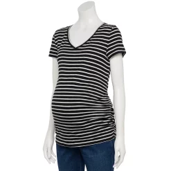 Maternity Sonoma Goods For Life® Essential V-Neck Tee 43 Maternity Sonoma Goods For Life® Essential V-Neck Tee -True Fit Shop 4980526 Black Stripe
