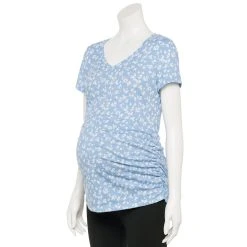 Maternity Sonoma Goods For Life® Essential V-Neck Tee 65 Maternity Sonoma Goods For Life® Essential V-Neck Tee -True Fit Shop 4980526 Blue Ditsy Floral