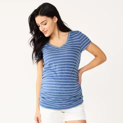 Maternity Sonoma Goods For Life® Essential V-Neck Tee 80 Maternity Sonoma Goods For Life® Essential V-Neck Tee -True Fit Shop 4980526 Blue Stripe