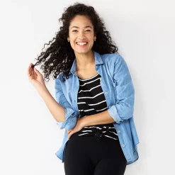 Women's Sonoma Goods For Life® Essential Everyday Button-Down Shirt 34 Women's Sonoma Goods For Life® Essential Everyday Button-Down Shirt -True Fit Shop 4991213 Denim