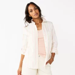 Women's Sonoma Goods For Life® Essential Everyday Button-Down Shirt 29 Women's Sonoma Goods For Life® Essential Everyday Button-Down Shirt -True Fit Shop 4991213 White Multi Stripe