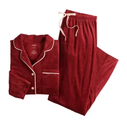 Women's Sonoma Goods For Life® Velour Long Sleeve Pajama Shirt & Pajama Pants Sleep Set 21 Women's Sonoma Goods For Life® Velour Long Sleeve Pajama Shirt & Pajama Pants Sleep Set -True Fit Shop 5033010 ALT5