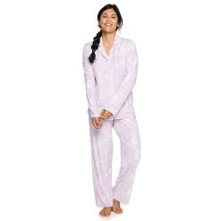 Women's Sonoma Goods For Life® Velour Long Sleeve Pajama Shirt & Pajama Pants Sleep Set 19 Women's Sonoma Goods For Life® Velour Long Sleeve Pajama Shirt & Pajama Pants Sleep Set -True Fit Shop 5033010 Lavendar Tie Dye