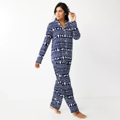 Women's Sonoma Goods For Life® Velour Long Sleeve Pajama Shirt & Pajama Pants Sleep Set 14 Women's Sonoma Goods For Life® Velour Long Sleeve Pajama Shirt & Pajama Pants Sleep Set -True Fit Shop 5033010 Navy Fairisle