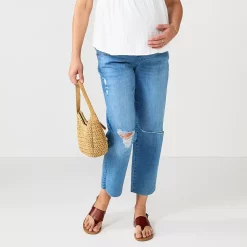 Maternity Sonoma Goods For Life® Over-The-Belly Cropped Straight-Leg Jeans 8 Maternity Sonoma Goods For Life® Over-The-Belly Cropped Straight-Leg Jeans -True Fit Shop 5035940 Destructed Light Wash