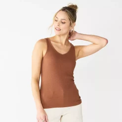 Women's Sonoma Goods For Life® Everyday Ribbed Tank 42 Women's Sonoma Goods For Life® Everyday Ribbed Tank -True Fit Shop 5046234 Brown