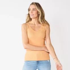 Women's Sonoma Goods For Life® Everyday Ribbed Tank 43 Women's Sonoma Goods For Life® Everyday Ribbed Tank -True Fit Shop 5046234 Peach