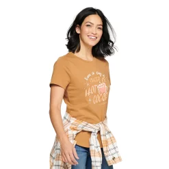 Women's Sonoma Goods For Life® Short Sleeve Holiday Graphic Tee 23 Women's Sonoma Goods For Life® Short Sleeve Holiday Graphic Tee -True Fit Shop 5180762 Cup Of Cheer Brown