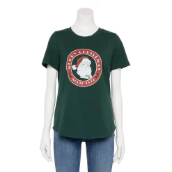 Women's Sonoma Goods For Life® Short Sleeve Holiday Graphic Tee 19 Women's Sonoma Goods For Life® Short Sleeve Holiday Graphic Tee -True Fit Shop 5180762 Green Santa