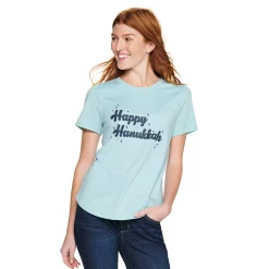 Women's Sonoma Goods For Life® Short Sleeve Holiday Graphic Tee 28 Women's Sonoma Goods For Life® Short Sleeve Holiday Graphic Tee -True Fit Shop 5180762 Happy Hanukkah