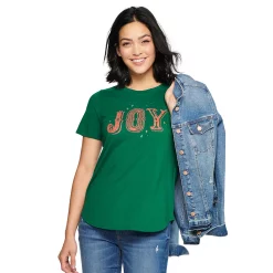 Women's Sonoma Goods For Life® Short Sleeve Holiday Graphic Tee 31 Women's Sonoma Goods For Life® Short Sleeve Holiday Graphic Tee -True Fit Shop 5180762 Joy Green