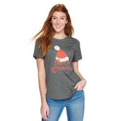 Women's Sonoma Goods For Life® Short Sleeve Holiday Graphic Tee 22 Women's Sonoma Goods For Life® Short Sleeve Holiday Graphic Tee -True Fit Shop 5180762 Merry Christmas Gray