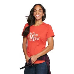 Women's Sonoma Goods For Life® Short Sleeve Holiday Graphic Tee 27 Women's Sonoma Goods For Life® Short Sleeve Holiday Graphic Tee -True Fit Shop 5180762 So Very Merry Red