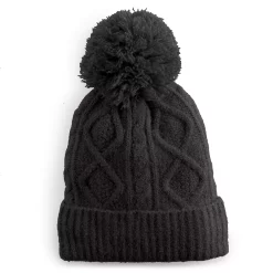 Women's Sonoma Goods For Life® Sherpa-Lined Cable Knit Beanie -True Fit Shop 5194661 Black