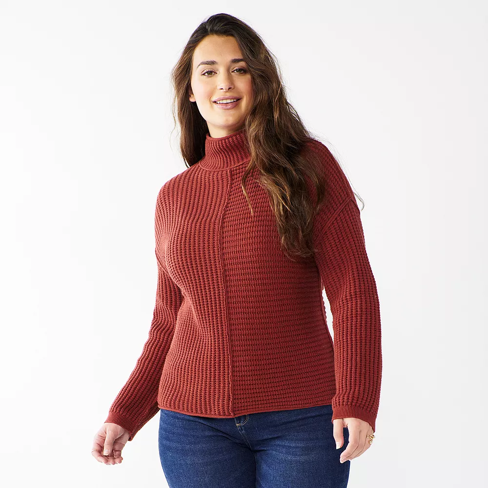 Women's Sonoma Goods For Life® Exposed Seaming Mockneck Sweater 3 Women's Sonoma Goods For Life® Exposed Seaming Mockneck Sweater - Image 3