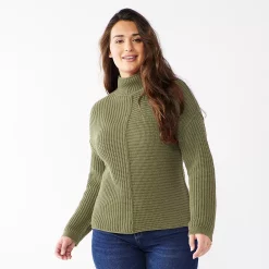 Women's Sonoma Goods For Life® Exposed Seaming Mockneck Sweater 14 Women's Sonoma Goods For Life® Exposed Seaming Mockneck Sweater -True Fit Shop 5195667 Olive Era