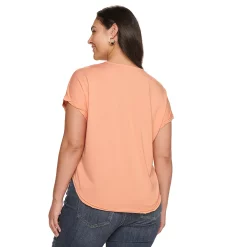 Plus Size Sonoma Goods For Life® Dolman Short Sleeve Button Front Top -True Fit Shop 5204508 ALT