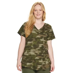 Plus Size Sonoma Goods For Life® V-Neck Tunic Tee -True Fit Shop 5209140 Camo