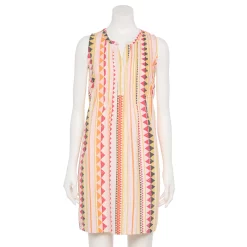 Women's Sonoma Goods For Life® Pintuck Linen-Blend Dress 23 Women's Sonoma Goods For Life® Pintuck Linen-Blend Dress -True Fit Shop 5215954 Pink Geo Stripes