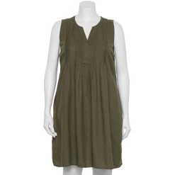 Plus Size Sonoma Goods For Life® Pintuck Linen-Blend Dress 11 Plus Size Sonoma Goods For Life® Pintuck Linen-Blend Dress -True Fit Shop 5223428 Olive Night