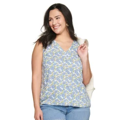 Plus Size Sonoma Goods For Life® V-Neck Tank -True Fit Shop 5226888 Blue Maggie Floral