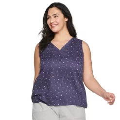 Plus Size Sonoma Goods For Life® V-Neck Tank -True Fit Shop 5226888 Purple Floral Dot