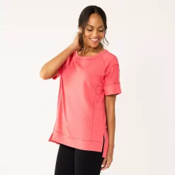 Women's Sonoma Goods For Life® Supersoft Short Sleeve Tunic 27 Women's Sonoma Goods For Life® Supersoft Short Sleeve Tunic -True Fit Shop 5231865 Melon Red