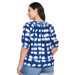 Plus Size Sonoma Goods For Life® Elbow Smocked Neck Top 5 Plus Size Sonoma Goods For Life® Elbow Smocked Neck Top -True Fit Shop 5232730 ALT
