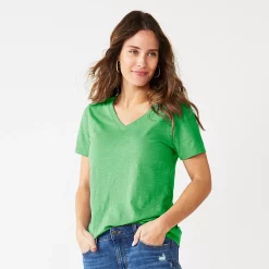 Petite Sonoma Goods For Life® Everyday Short Sleeve V-Neck Tee -True Fit Shop 5234230 Aloe Green