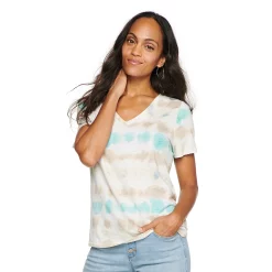 Petite Sonoma Goods For Life® Everyday Short Sleeve V-Neck Tee -True Fit Shop 5234230 Blue Tie Dye