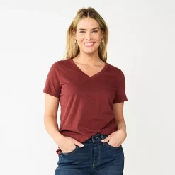 Petite Sonoma Goods For Life® Everyday Short Sleeve V-Neck Tee -True Fit Shop 5234230 Brown