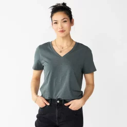 Petite Sonoma Goods For Life® Everyday Short Sleeve V-Neck Tee -True Fit Shop 5234230 Dark Gray Green
