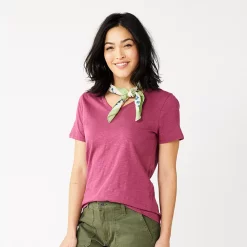 Petite Sonoma Goods For Life® Everyday Short Sleeve V-Neck Tee -True Fit Shop 5234230 Dark Raspberry