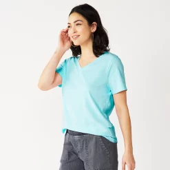 Petite Sonoma Goods For Life® Everyday Short Sleeve V-Neck Tee -True Fit Shop 5234230 Light Blue