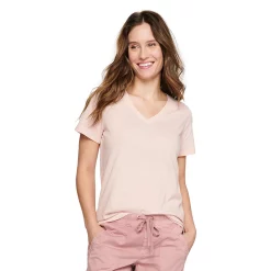 Petite Sonoma Goods For Life® Everyday Short Sleeve V-Neck Tee -True Fit Shop 5234230 Light Pink Texture